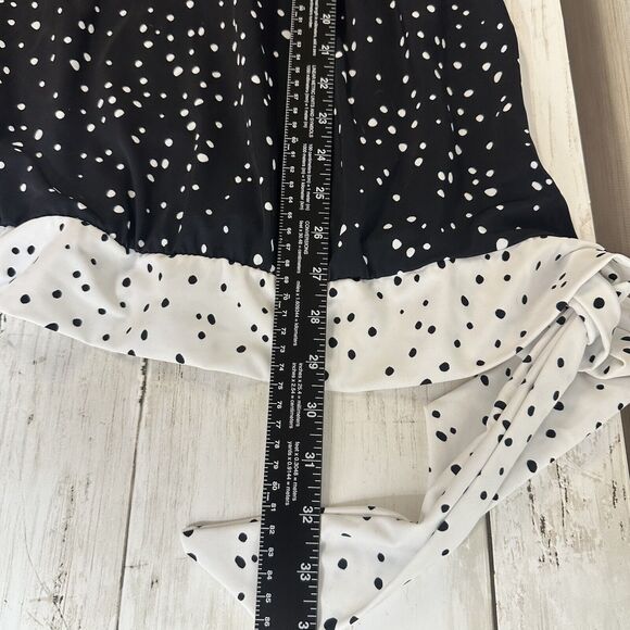 Swimsuits For All Plus Size 34 Black/White Dot Side Tie Blouson Tankini Top - Picture 15 of 16